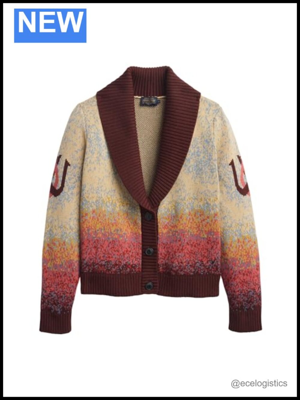 Western Scenic 100% Cotton Cardigan, Button Front, Knit Sweater Jacket, Shawl